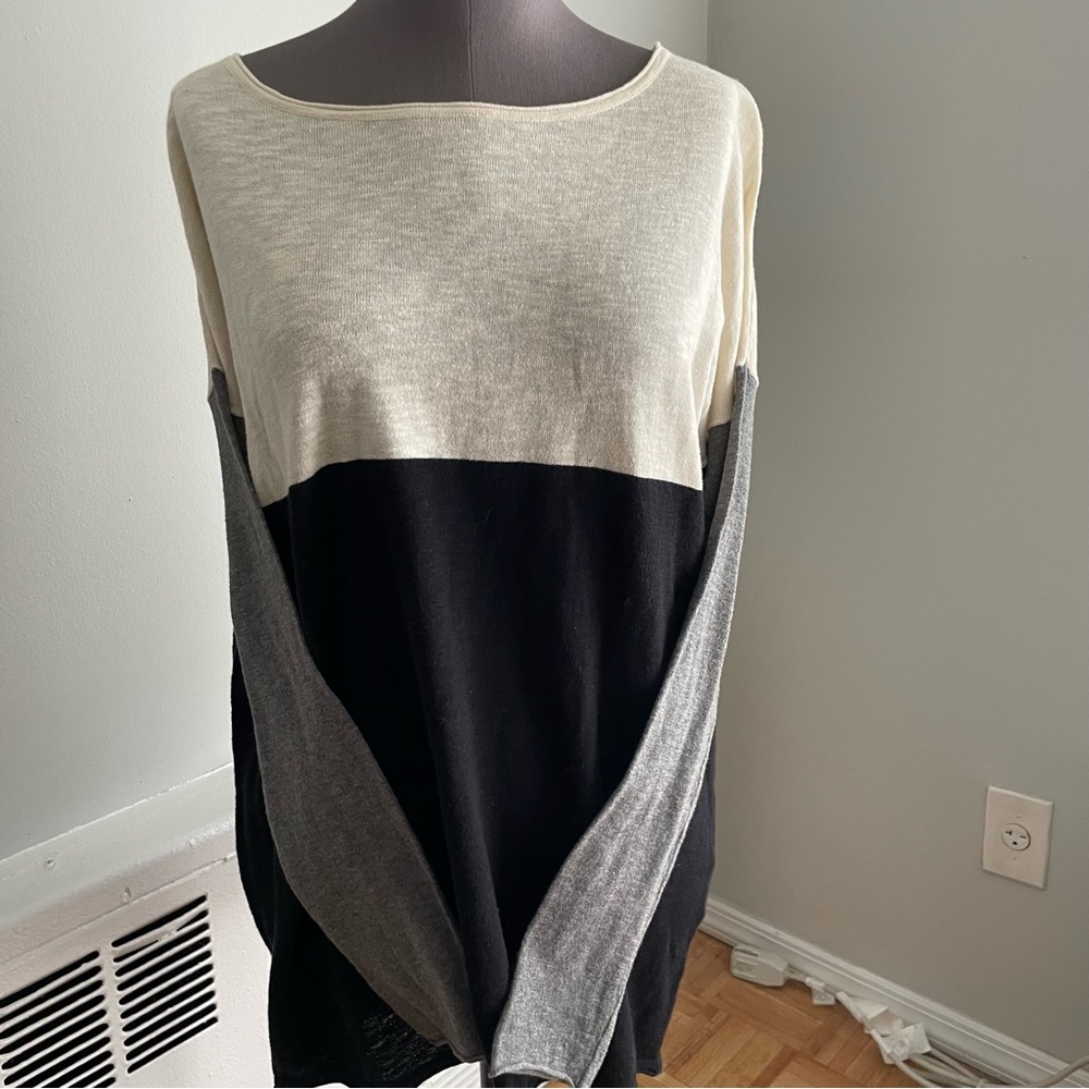 Vince long sleeved cotton knit top with drop shoulder